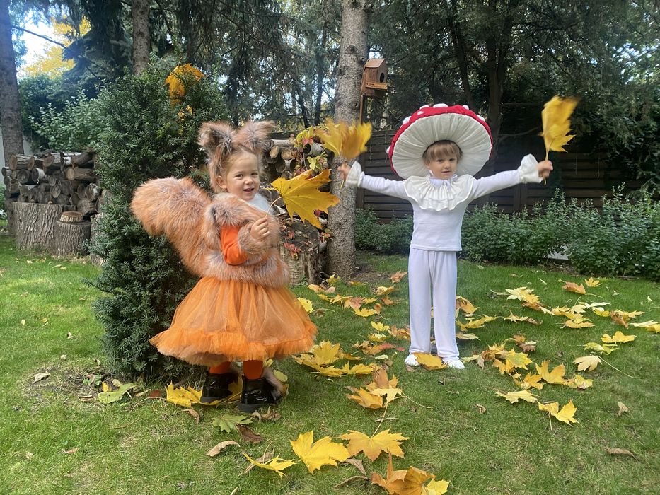 Костюми мухомор, білочка, заяць, хеллоуин на хлопчика прокат