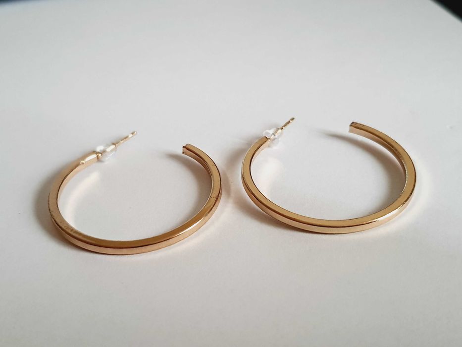 Piękne Kolczyki Stal Chirurgiczna Złote 3cm