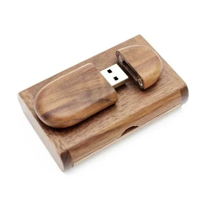 Pendrive 2.0 USB 128GB PIĘKNY Drewniany + Pudełko Drewniane