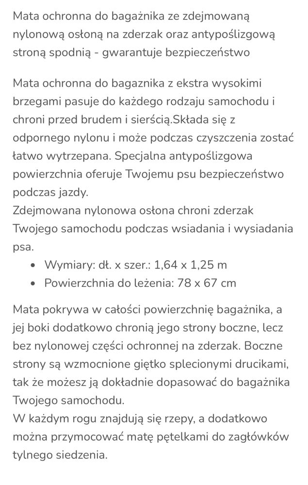 Trixie mata dla psa do auta bagażnika