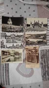 Stare czarno-białe pocztówki Drezno, Paryż, Scarborough
