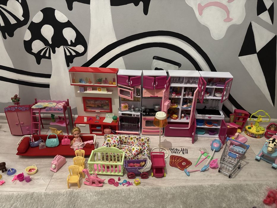 Zestaw mebelkow dla lalek barbie i akcesorii