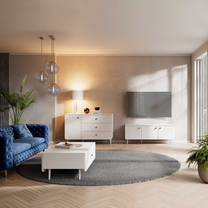 Komoda z szufladami Chloe 120 Biała 2 kolory uchwytów(Darmowa wysyłka)