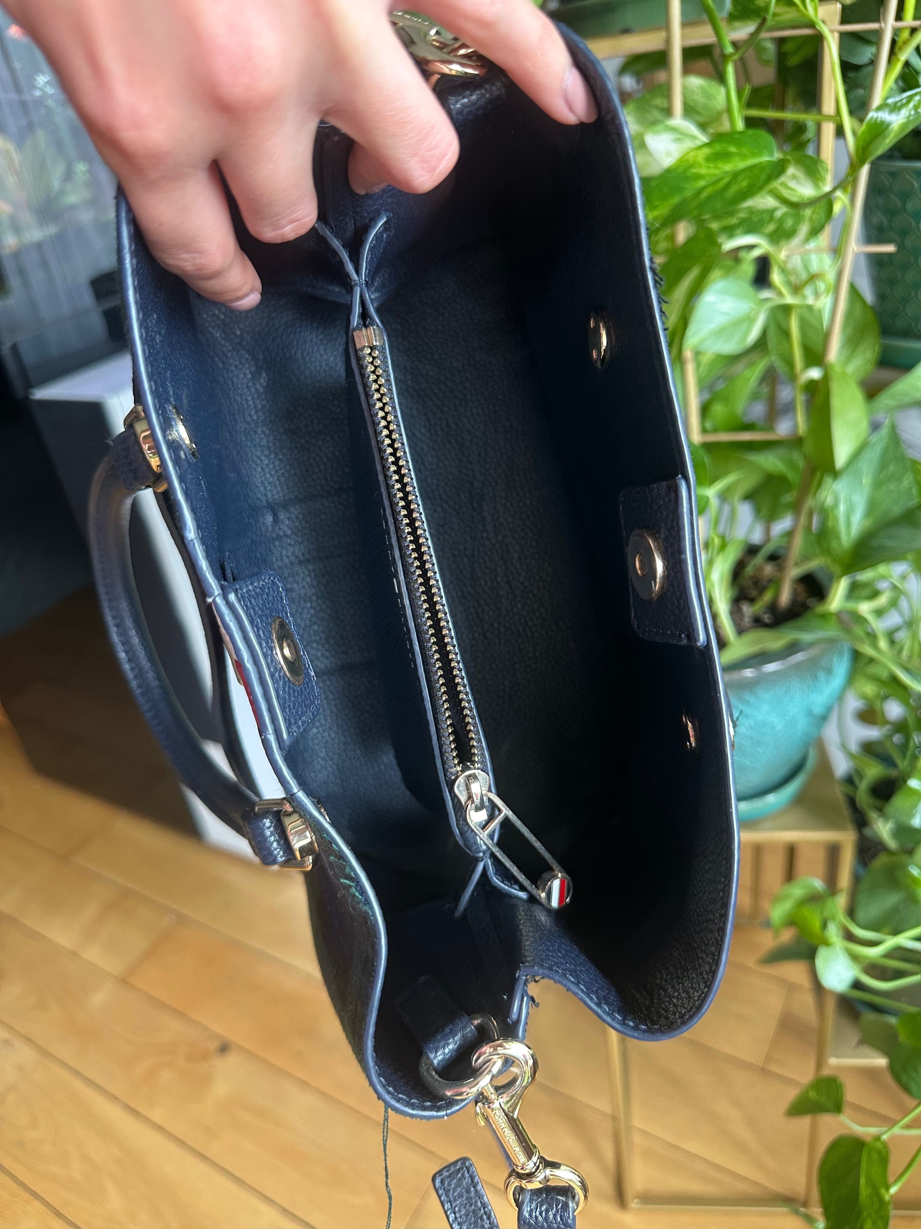 torebka torba Tommy Hilfiger miejska zielona granatowa w kratę
