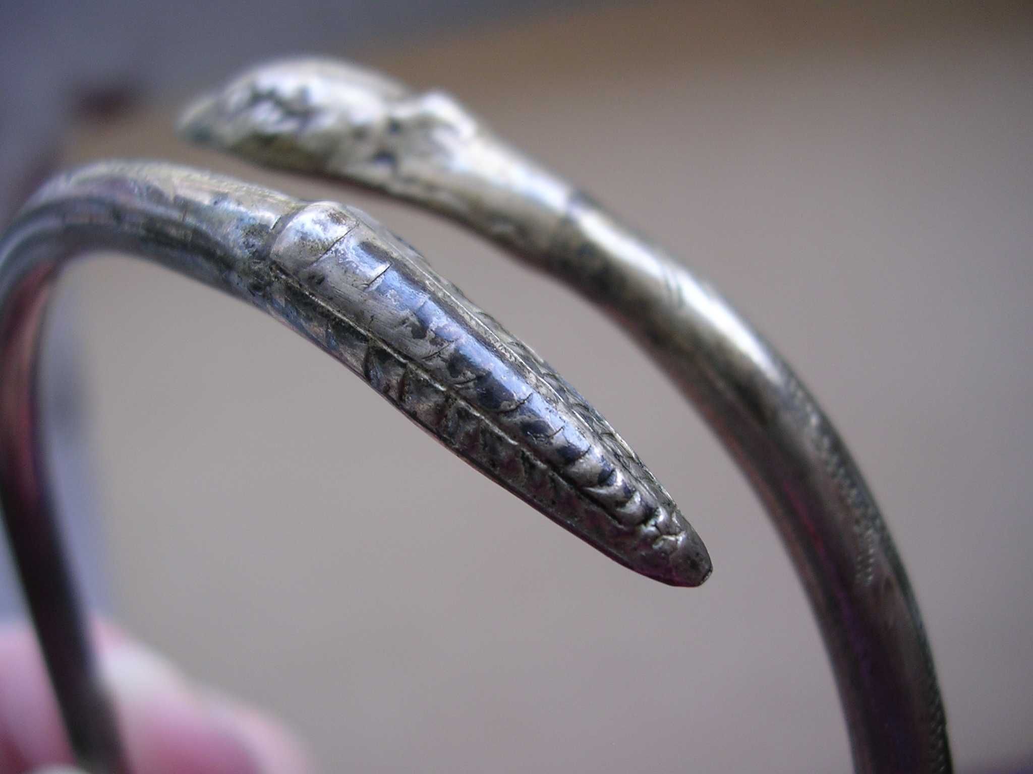 Stara srebrna bransoletka Wąż antyk srebro