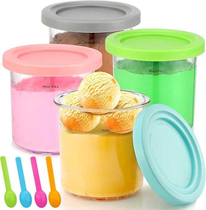 NInja Cream 4 pojemniki na lód na desery z pokrywką  4 łyżeczki NOWE