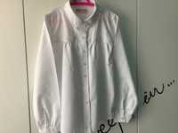 Elegancka koszula galowa biała długi rękaw, z koronką, rozmiar 134