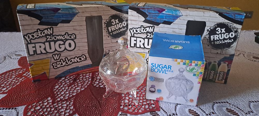 Zestaw szklanek frugo + cukierniczka