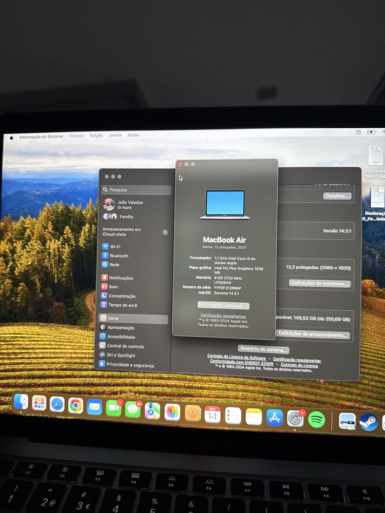 Vendo: Macbook air 13’ 2020 ( intel Core i3 1.1 GHz, 8GB de RAM