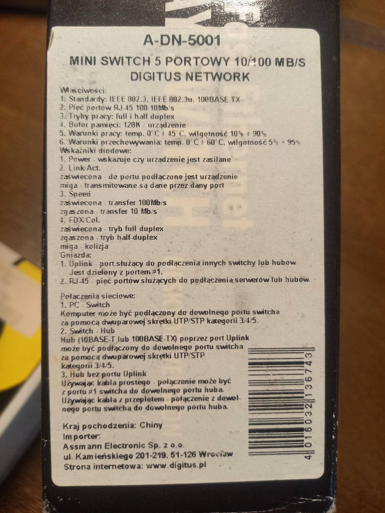 Switch Fast Ethernet Digitus A-DN-5001