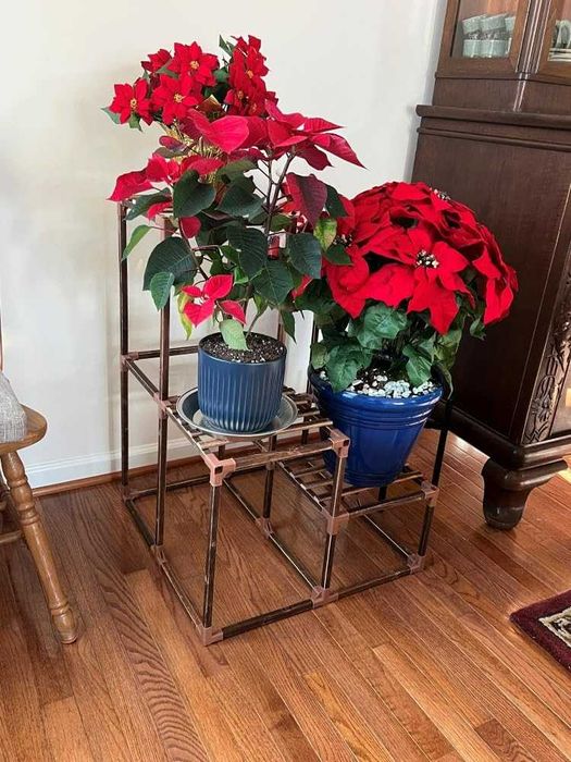 Kwietnik stojak na kwiaty drewniany narożny na 4 doniczki naturalny