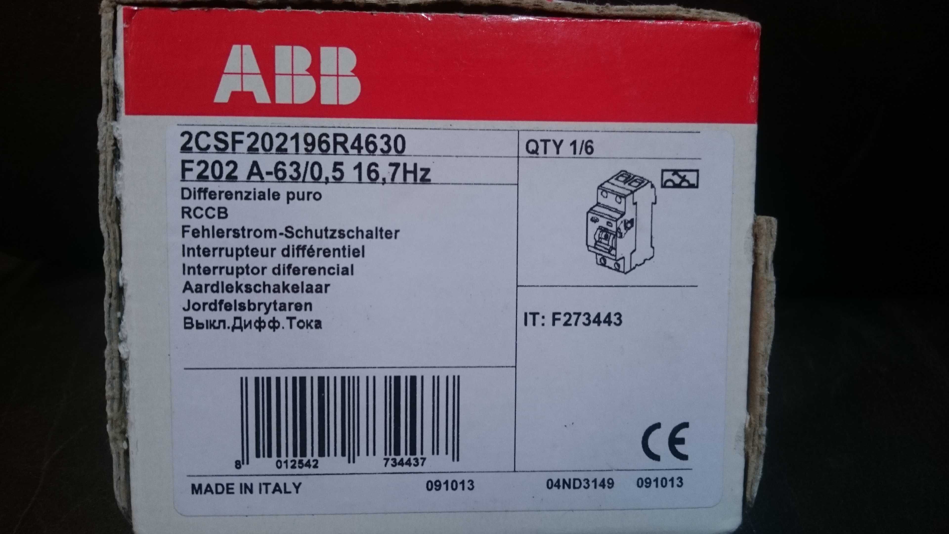 Nowe- ABB F202 A-63/0,5- 16,7Hz wyłącznik rożnicowo-prądowy