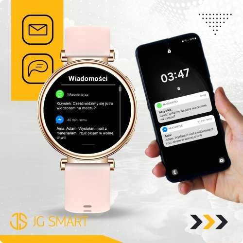 Smartwatch Damski  JGR-109 złoty Polskie Menu 1 silikonowa + 1 stalowa