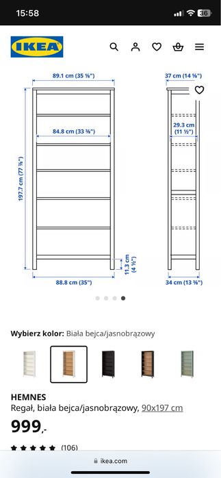 Regal + witryna zestaw Ikea Hemnes