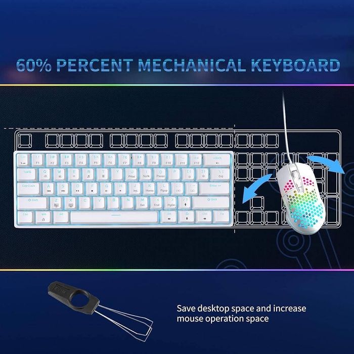 Механічна ігрова клавіатура Dierya DK61SE з підсвічуванням, біла