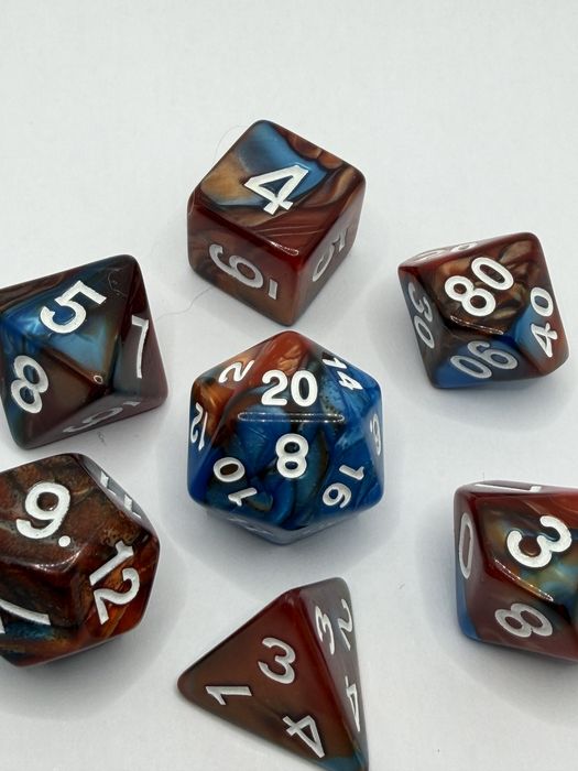 Zestaw 7 kości RPG - Podwójne Echo: Woda i Lawa