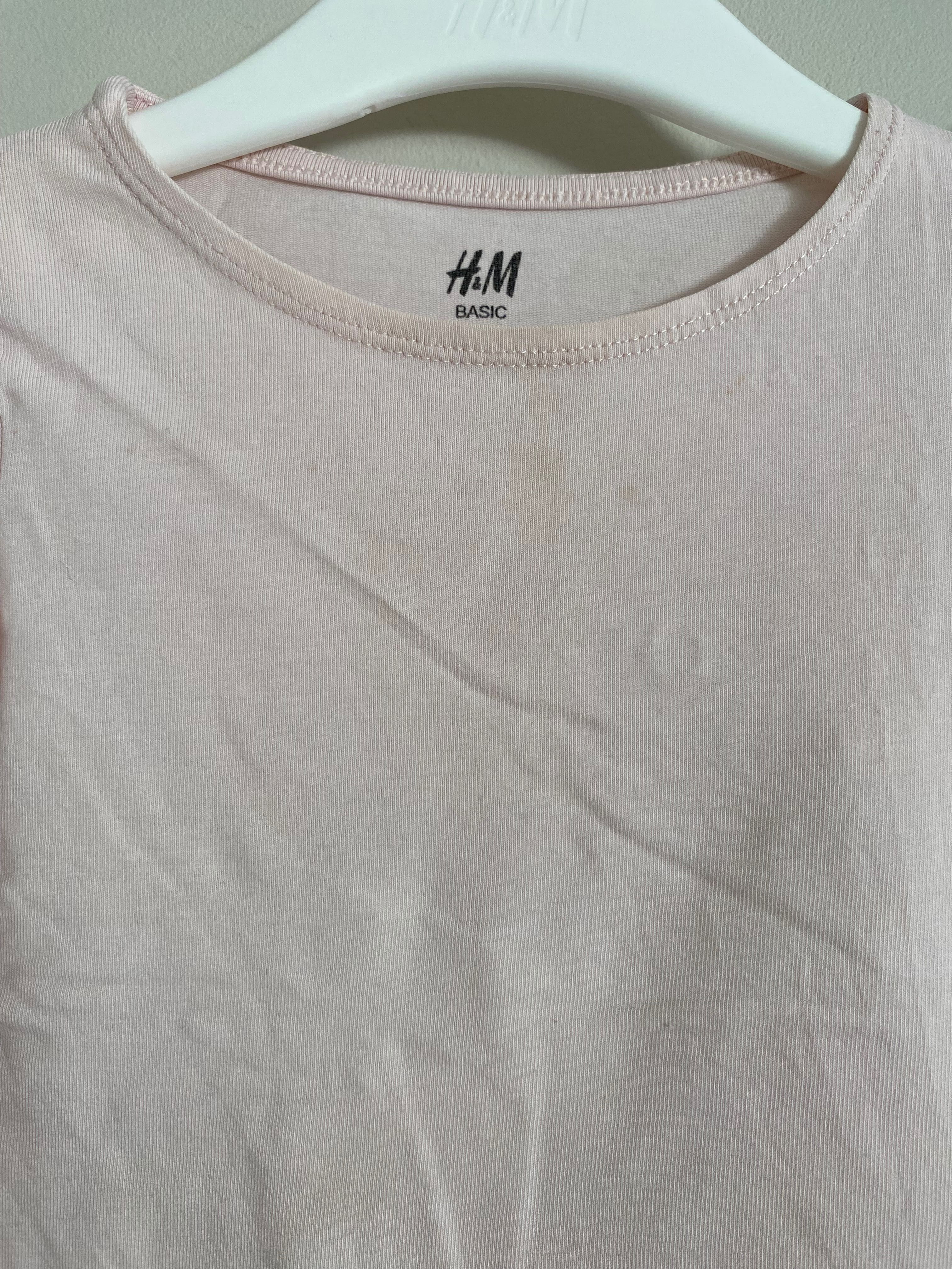 Zestaw 2-pak koszulka biała różowa H&M rozm 92