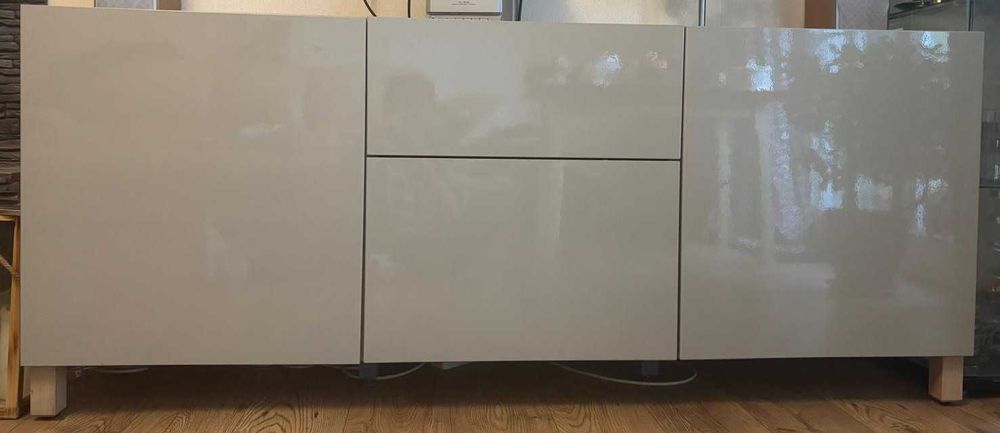 Szafka RTV BESTA IKEA 180 cm / kolor imitacja dębu + beżowy