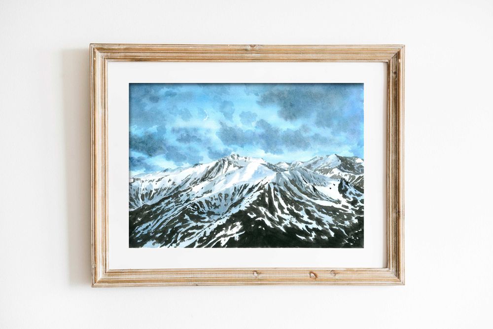 Tatry o zmierzchu akwarela - wydruk Giclee A4