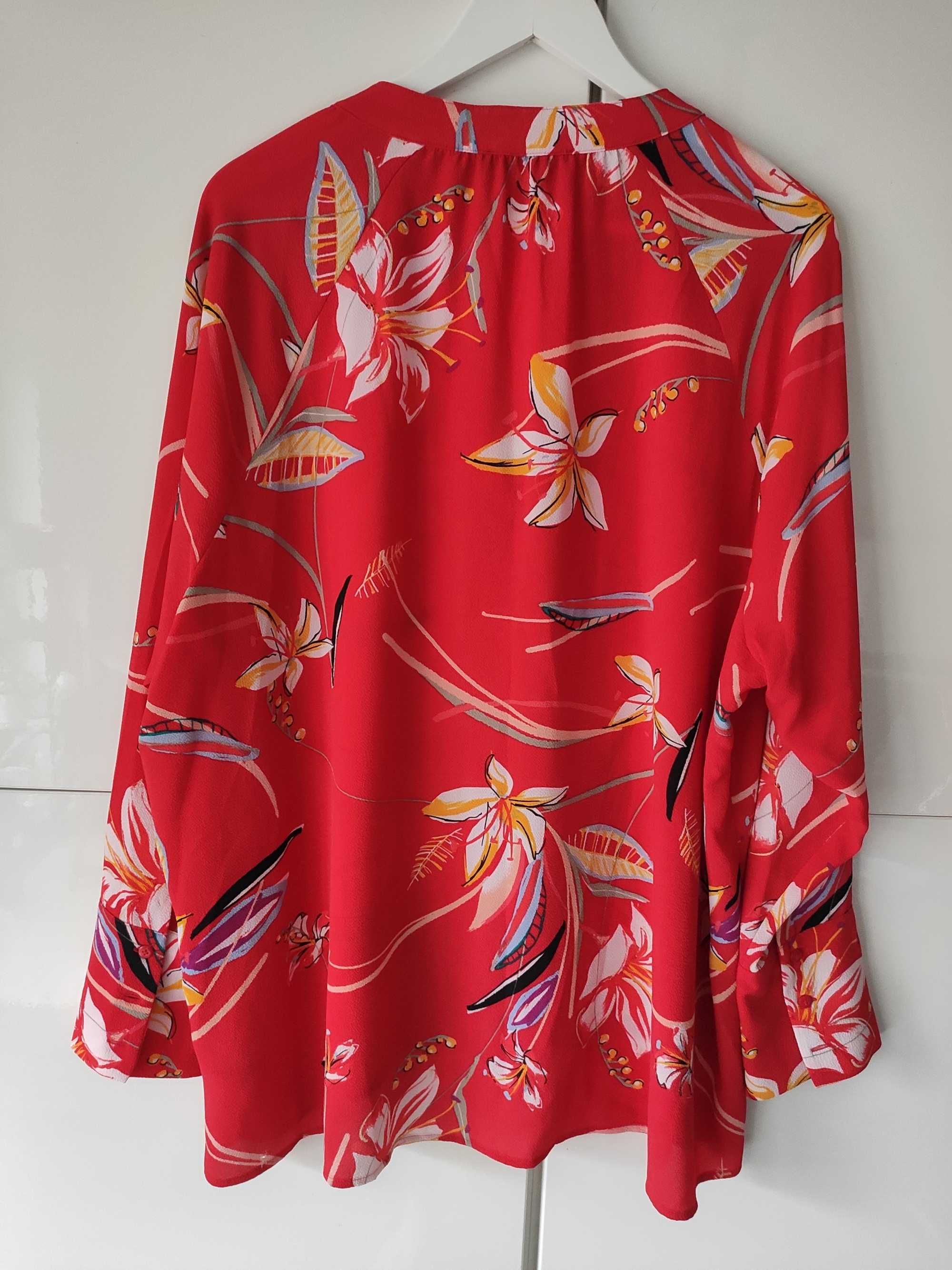 Czerwona bluzka we wzory Marks & Spencer rozmiar 46