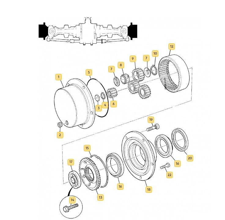 Запчастини бортового редуктора JCB