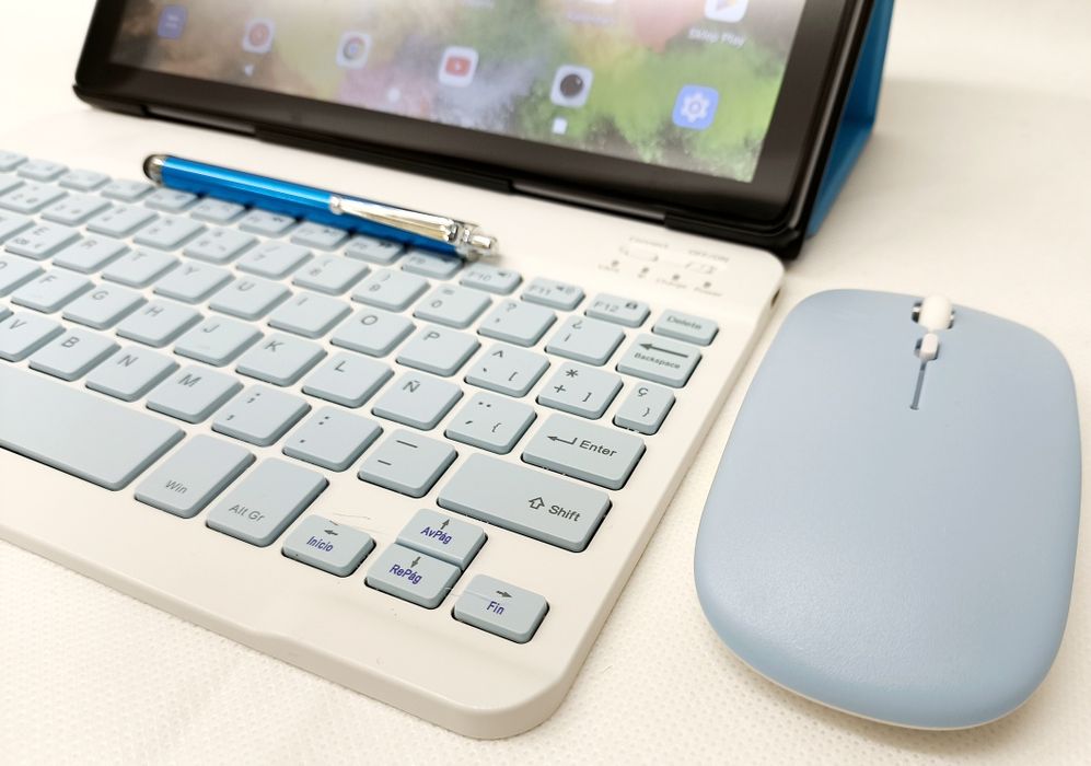 Tablet 10.1" ANDROID 15 niebieski klaw+mysz+rysik 12GB/128GB etui NOWY