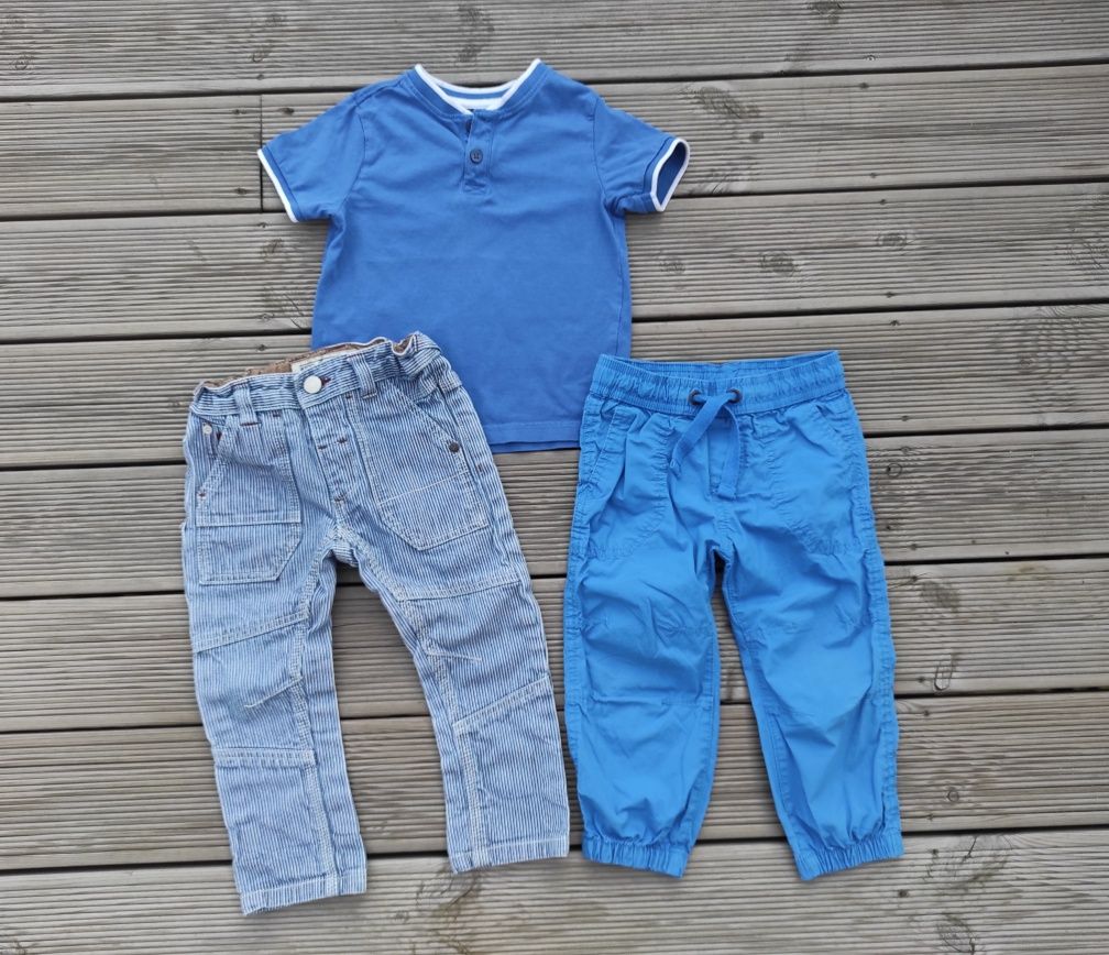 Zestaw - 2 x spodnie i koszulka, joggery- 86-92 - Next-, H&M