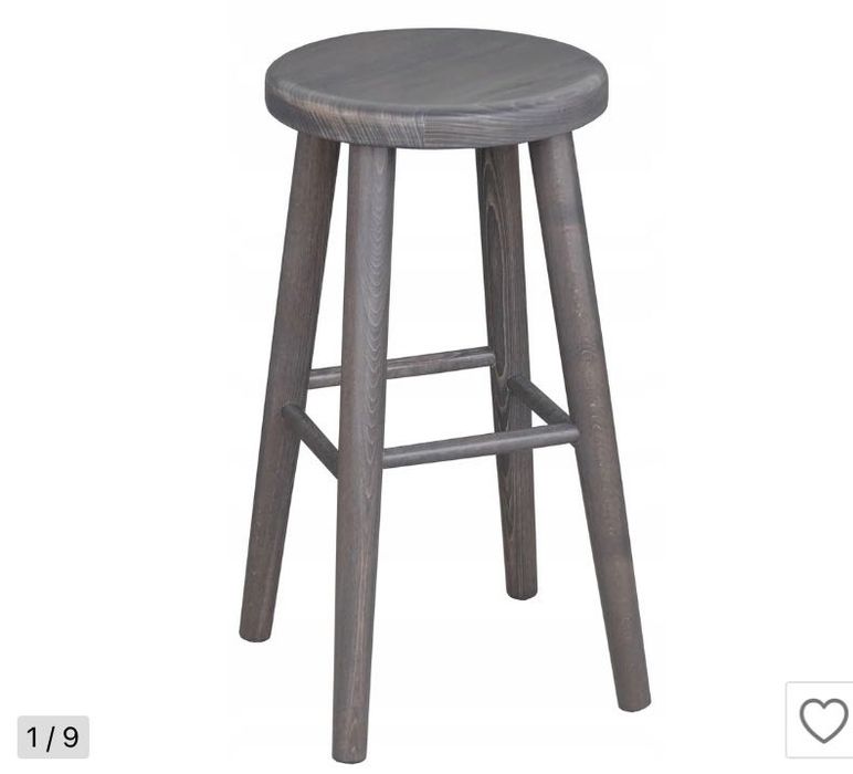 Szary drewniany taboret, hoker