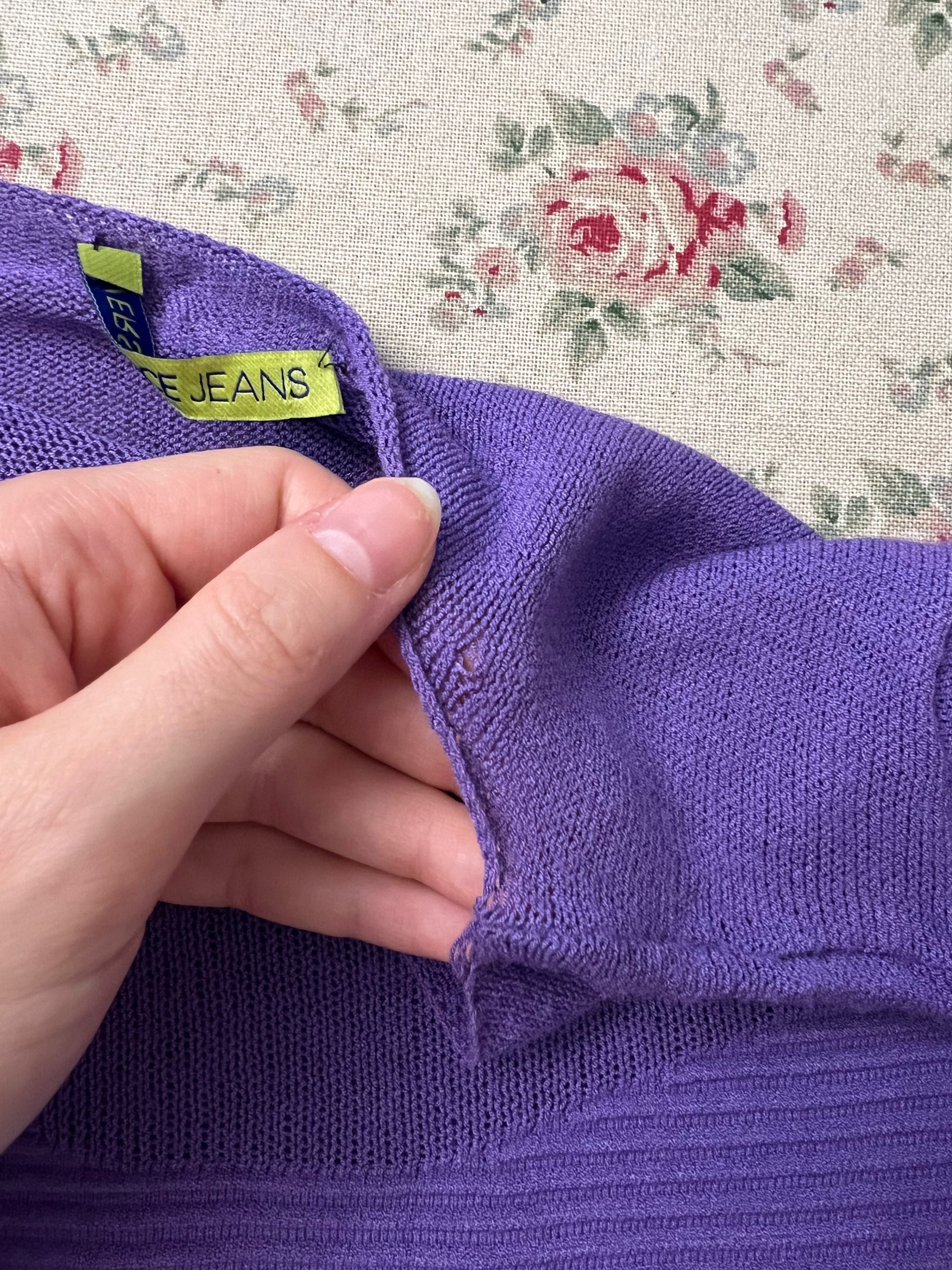 Pastelowa sukienka VERSACE JEANS XS/S prążkowana moliera2 fioletowa