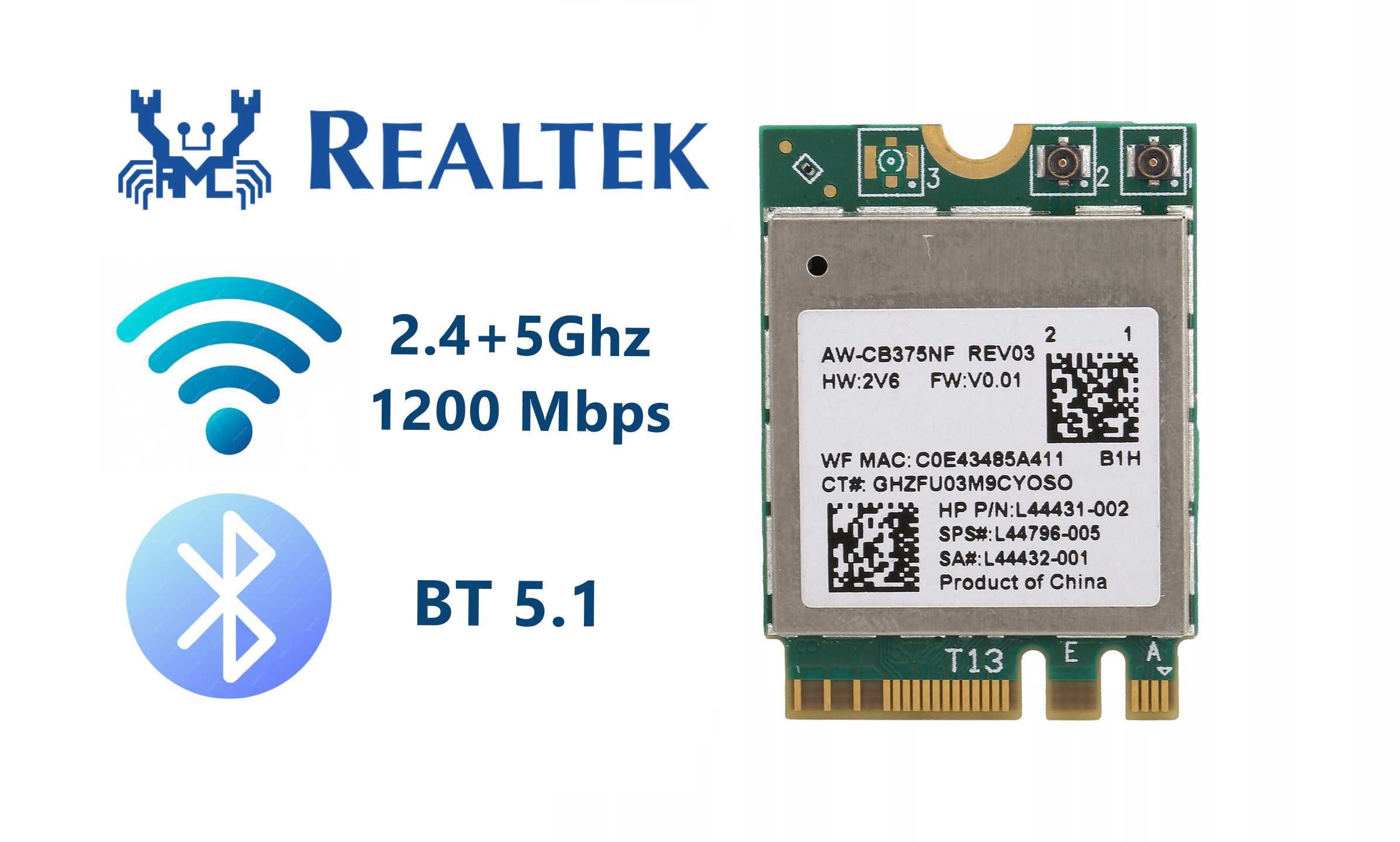 Realtek RTL8822ce (WiFi 5ac + BT 5.1 ) 1200 Mbps