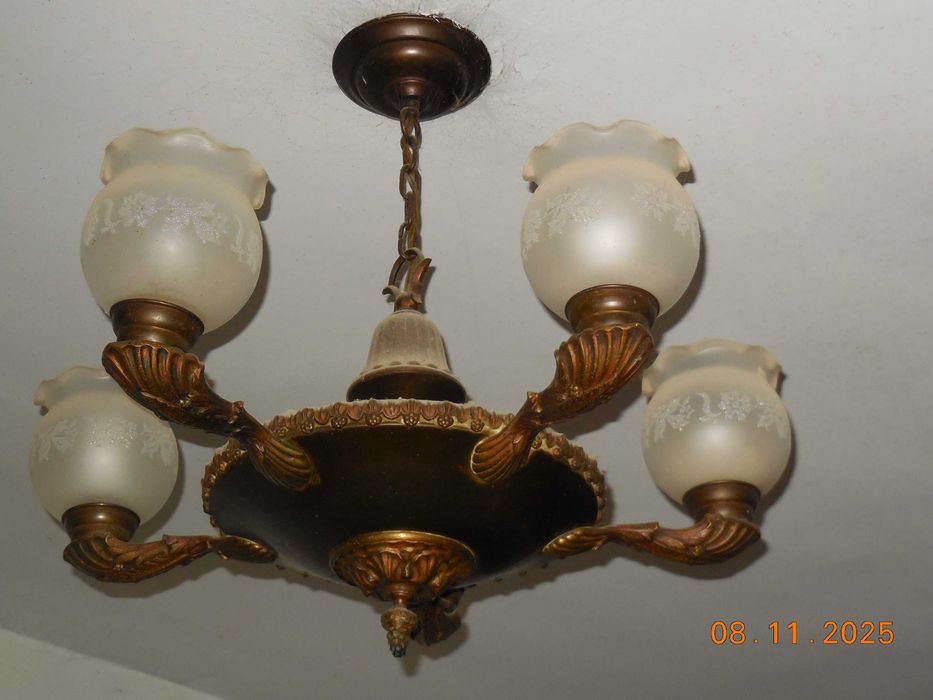 Zyrandol mosiężny 5 opraw.