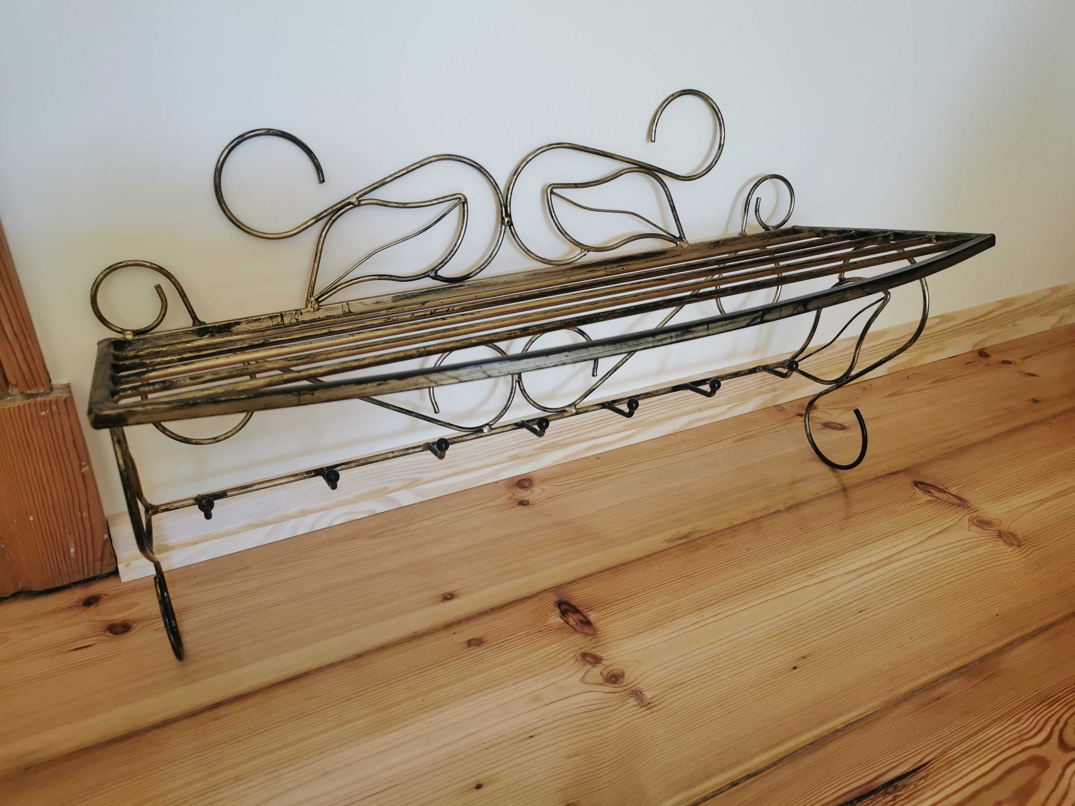 Wieszak ścienny na ubrania ozdobny 70 cm metaloplastyka kuty retro