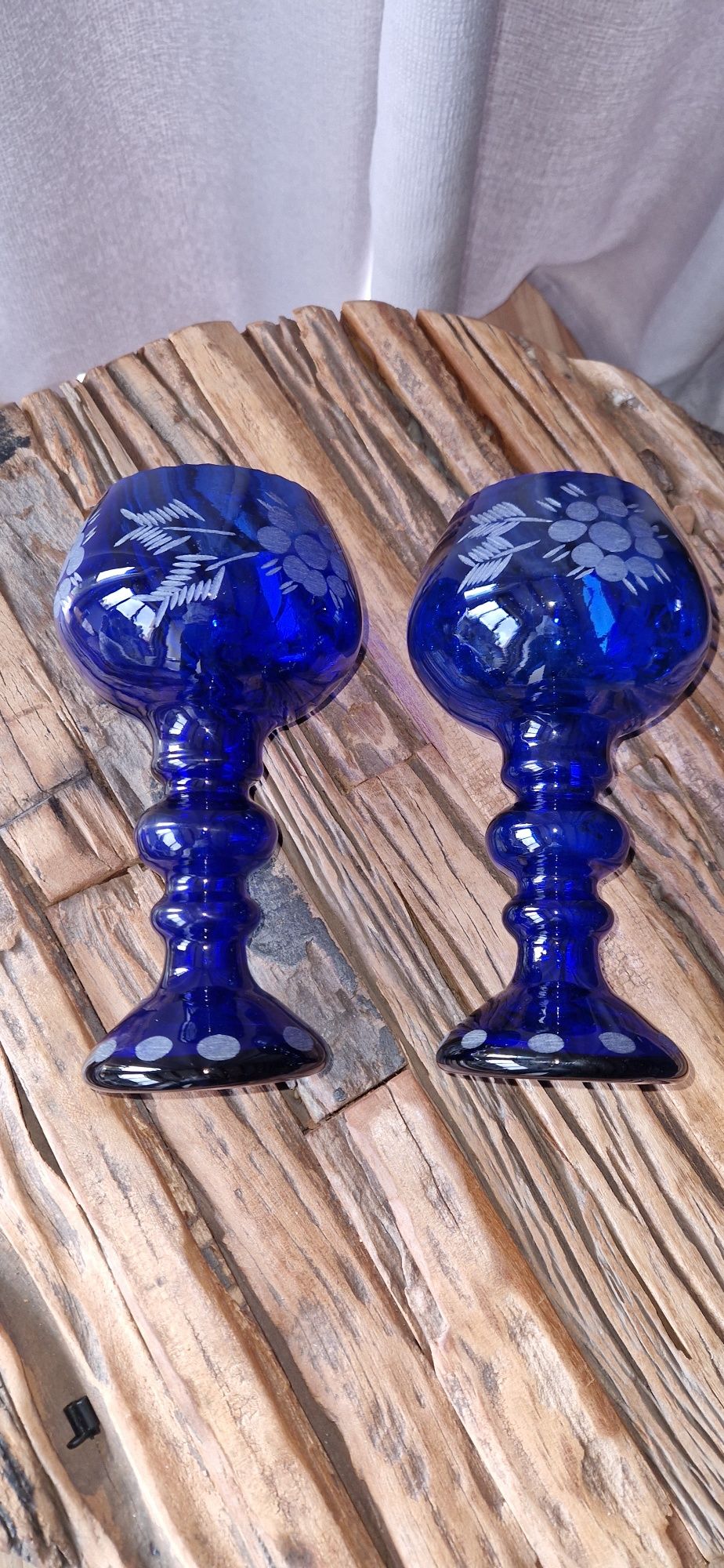 Wazony kielichy szkło kobaltowe duże, porcelana