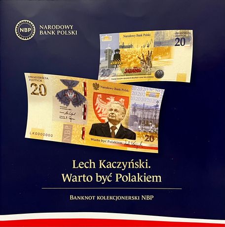 Banknot kolekcjonerski - 20 zł - Lech Kaczyński, warto być Polakiem