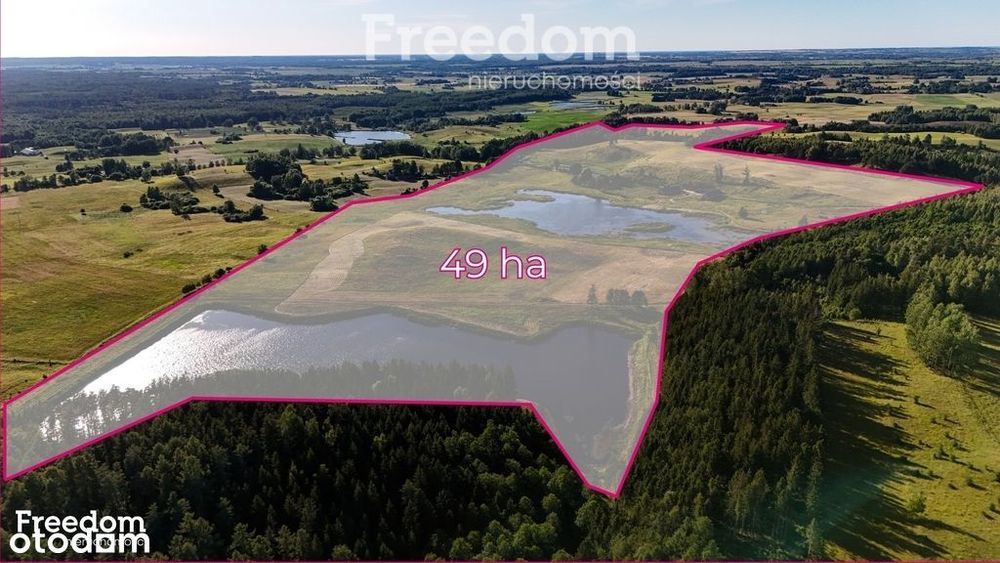 Teren siedliskowy z czterema stawami - pow. 49 ha
