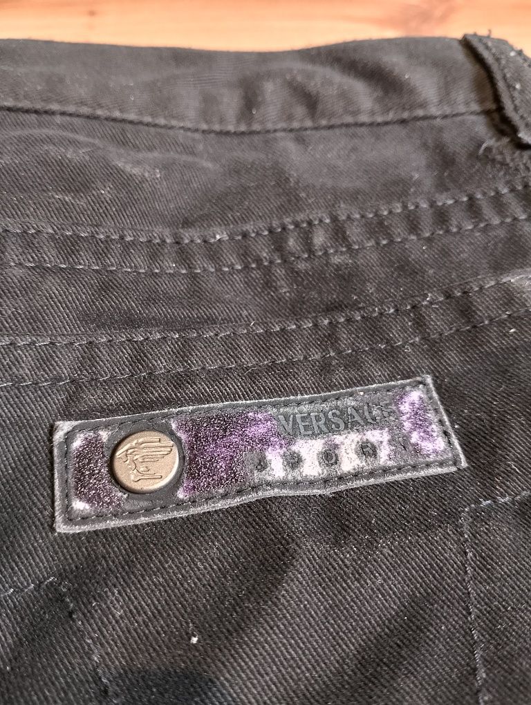 Czarne Damskie Spodnie Jeansowe Dżinsowe Versace Sport