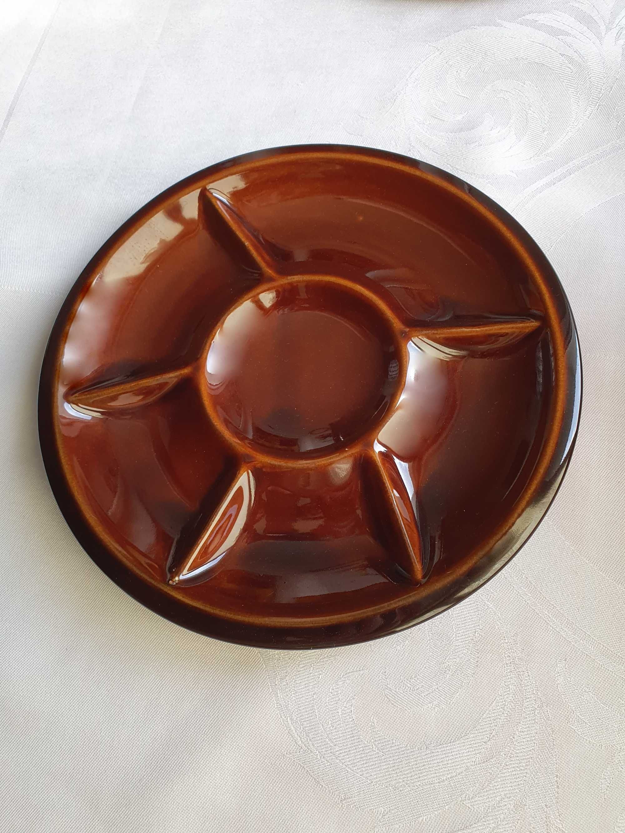 Talerz do fondue, talerz na przekąski, kabaret brązowy Pruszków