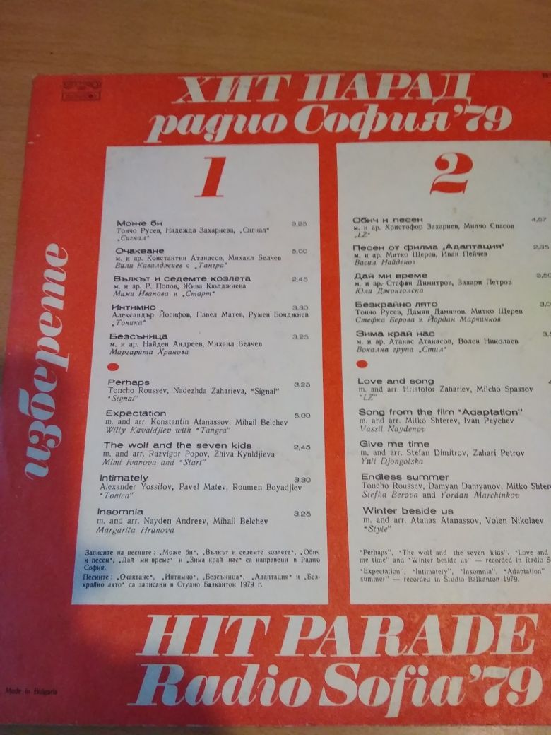 Пластинка хит парад радио София 79