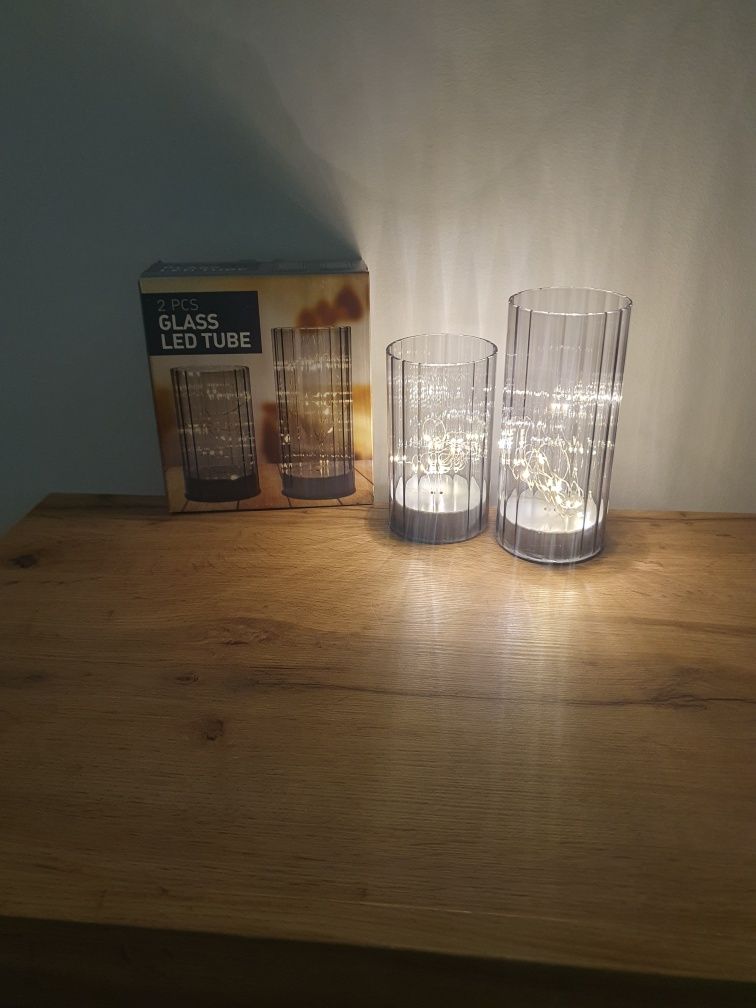 Zestaw 2 szklanych Lampionów Tub Led