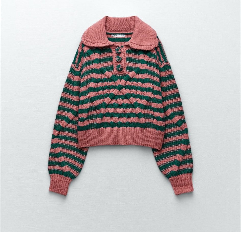Camisola riscas rosa e verde Zara