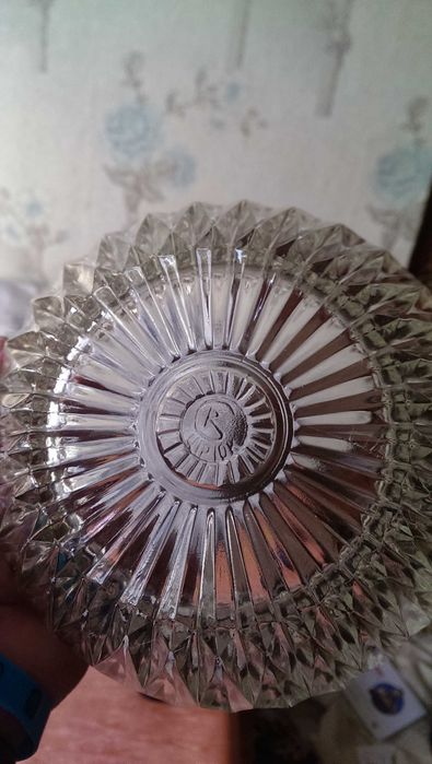 Салатница СССР винтажная штампованный хрусталь с клеймом в новом сост.