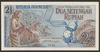 Indonezja 2,5 rupiah 1961 -  stan bankowy UNC