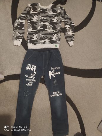 Свитшот и джинсы на флисе на 6-8 лет