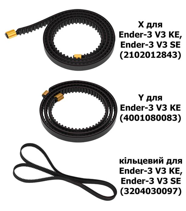 Ремені, крокові двигуни, підшипники для Creality серій K, Ender, CR Hi