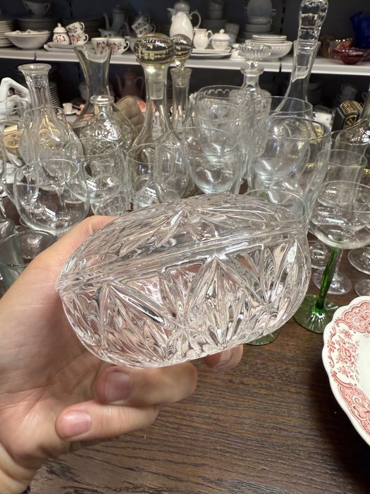 Puzdro Kryształowe jajo jajko dekoracja szklana szlifowane 1862