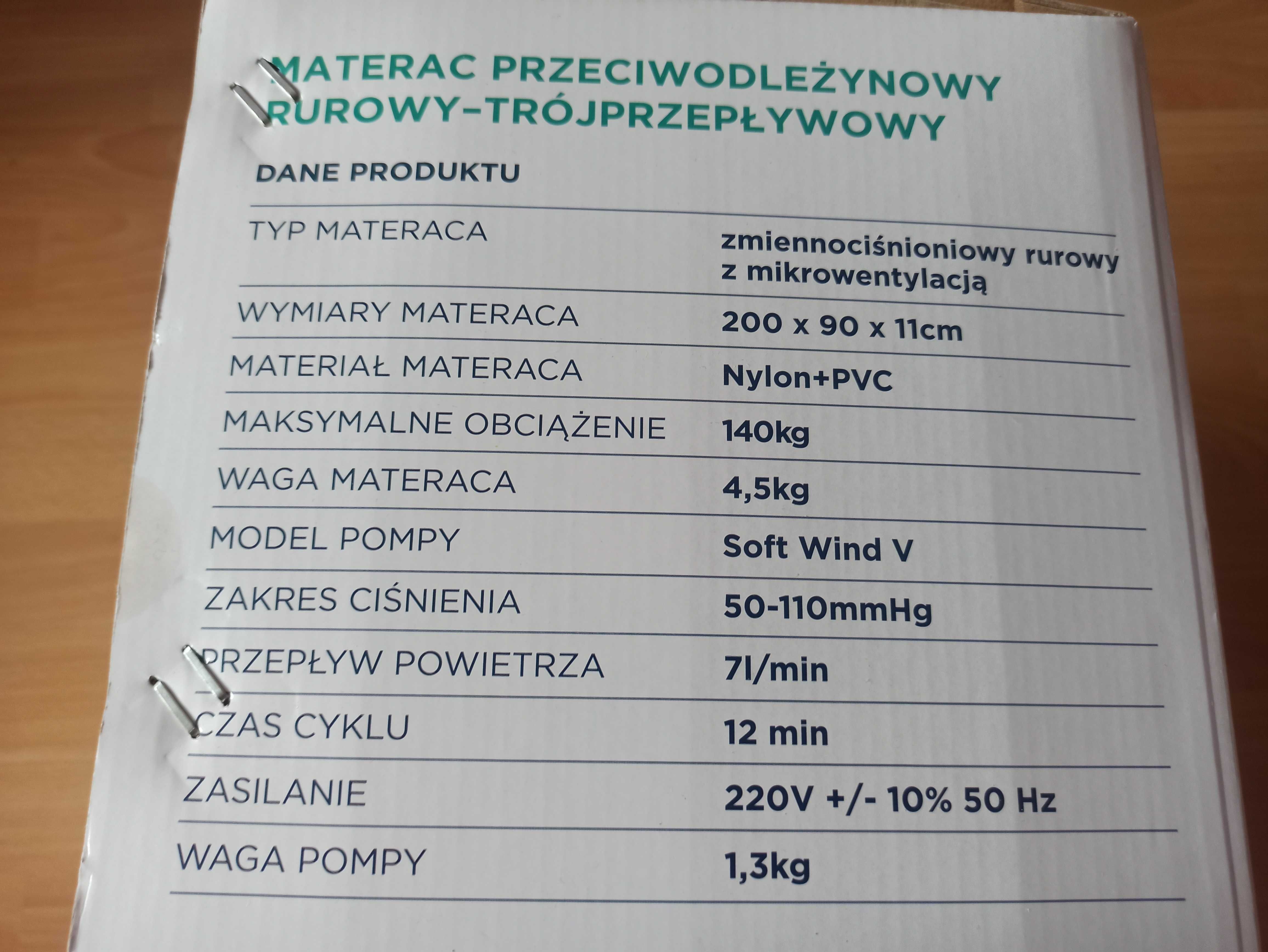 Materac przeciwodleżynowy rurowy trójprzepływowy TGR-Y MR 001-3