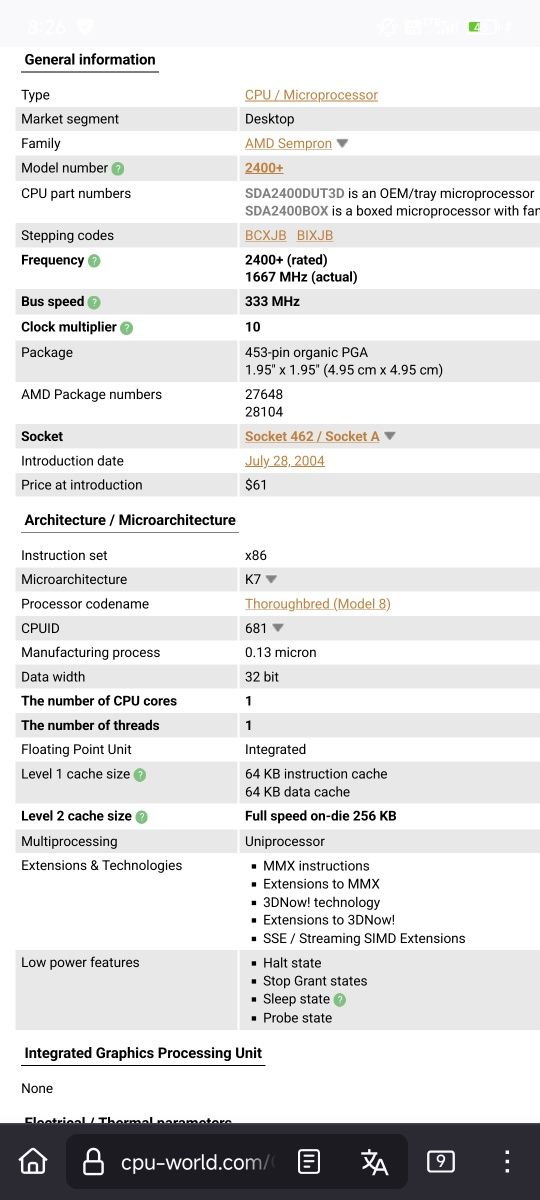 AMD Sempron 2400, socket 453
