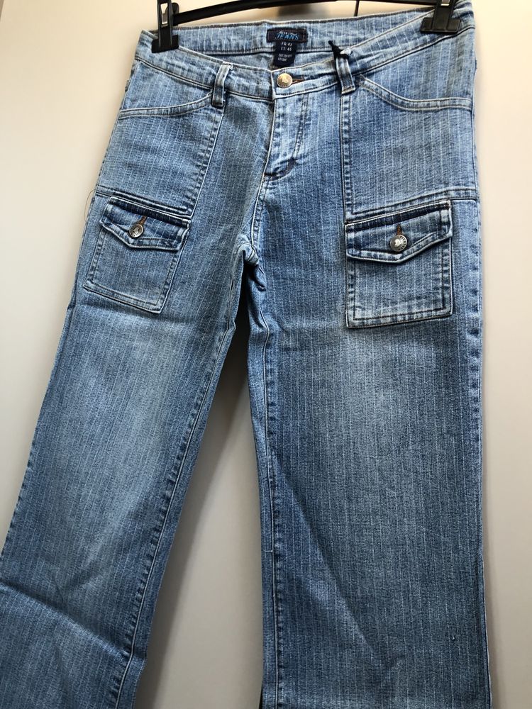 Nowe z metką spodnie cargo jeansy dzwony 2000s y2k vintage kieszenie