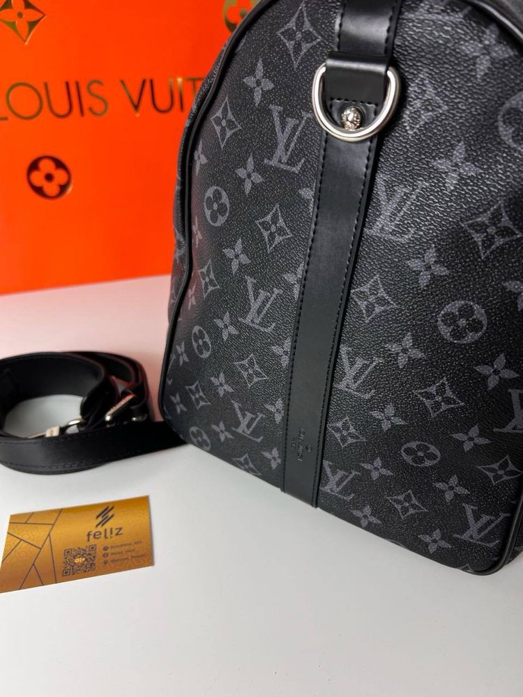 Torba podróżna treningowa Louis Vuitton monogram czarna premium Keepal