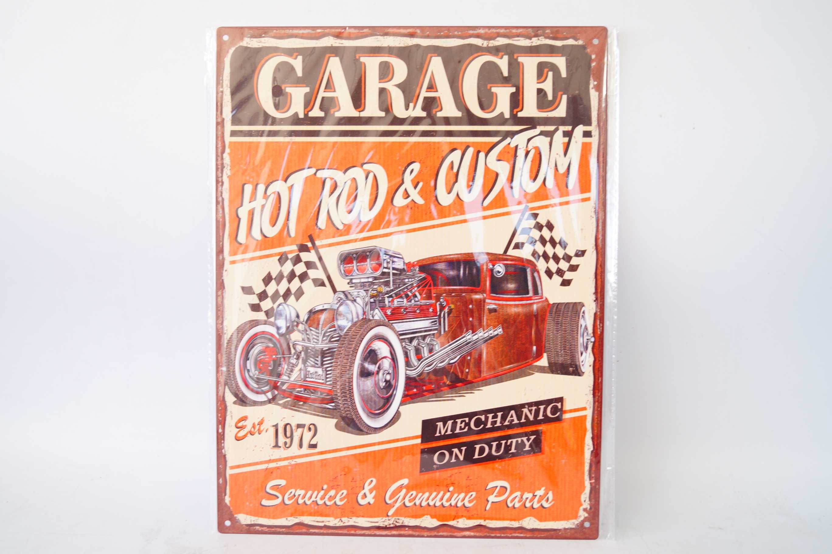 Plakat szyld metalowy 33/25 cm Garage Hot Rod